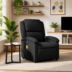 Concise Black Massage Recliner with 6 Massage Points
