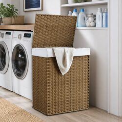 Brown Laundry Basket with Lid