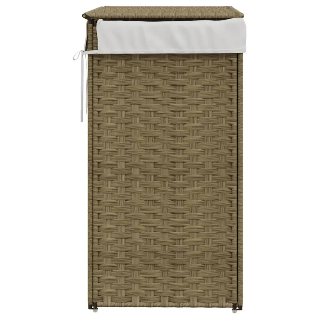 Laundry Basket with Lid Brown Poly Rattan Household Storage Foldable Design
