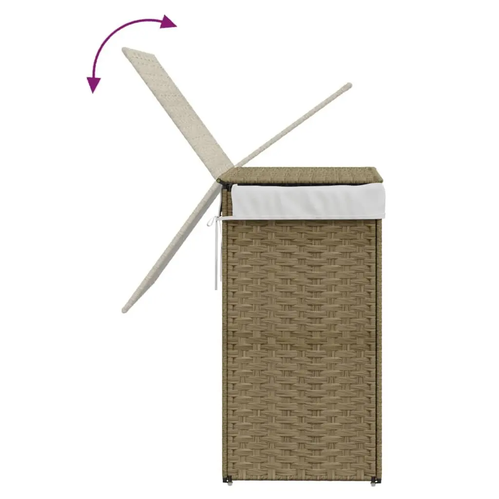 Laundry Basket with Lid Brown Poly Rattan Household Storage Foldable Design