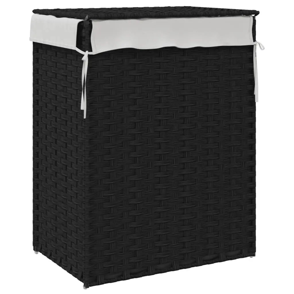 Laundry Basket Black Foldable with Lid Removable Inner Bag