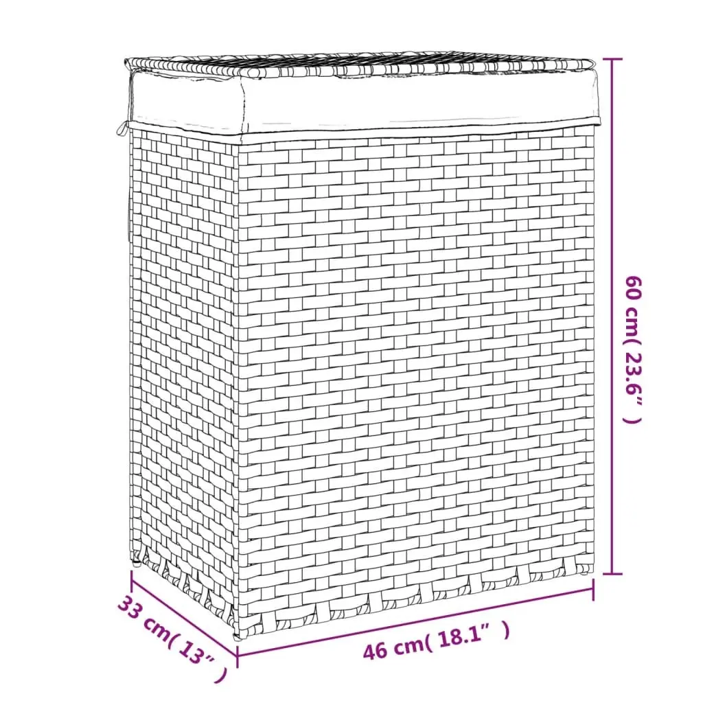 Laundry Basket White Poly Rattan Foldable with Lid Removable Inner Bag