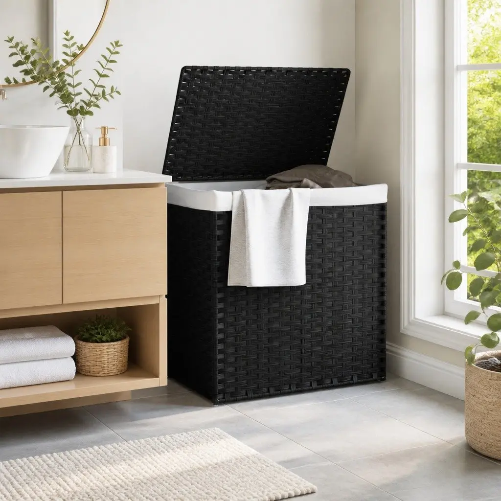 Laundry Basket with Two Separate Compartments