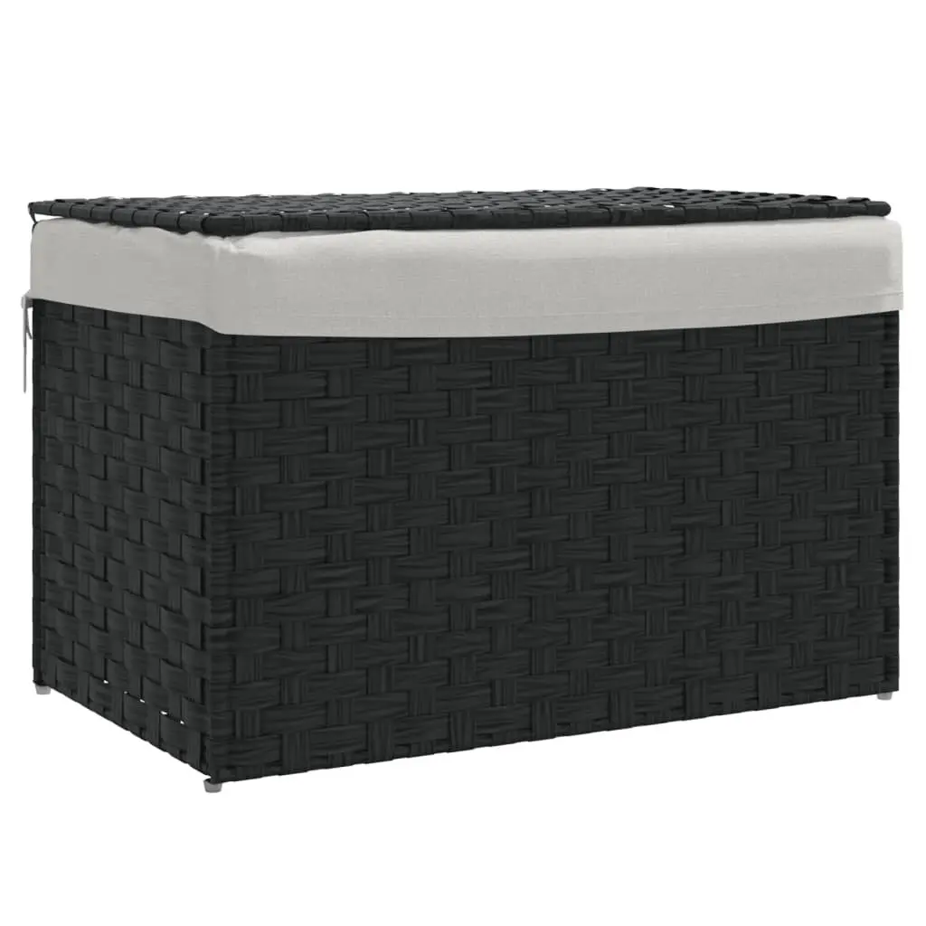 Laundry Basket Black 55.5x35x34cm Foldable with Lid Removable Inner Bag