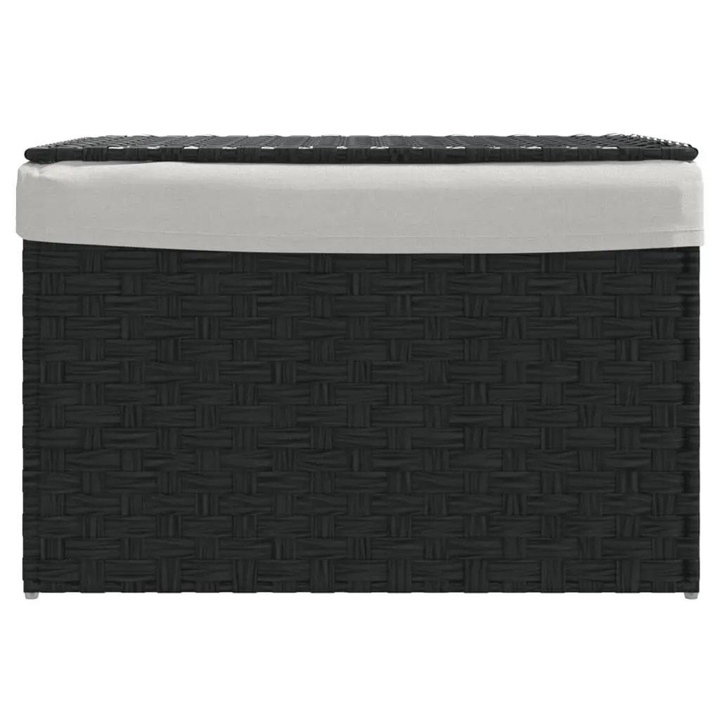 Laundry Basket Black 55.5x35x34cm Foldable with Lid Removable Inner Bag