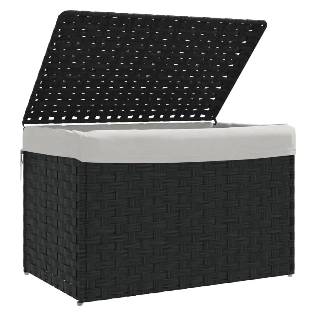 Laundry Basket Black 55.5x35x34cm Foldable with Lid Removable Inner Bag