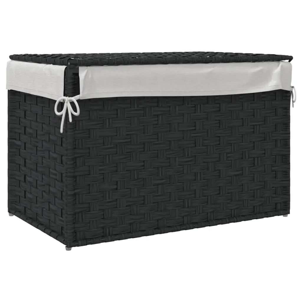 Laundry Basket Black 55.5x35x34cm Foldable with Lid Removable Inner Bag