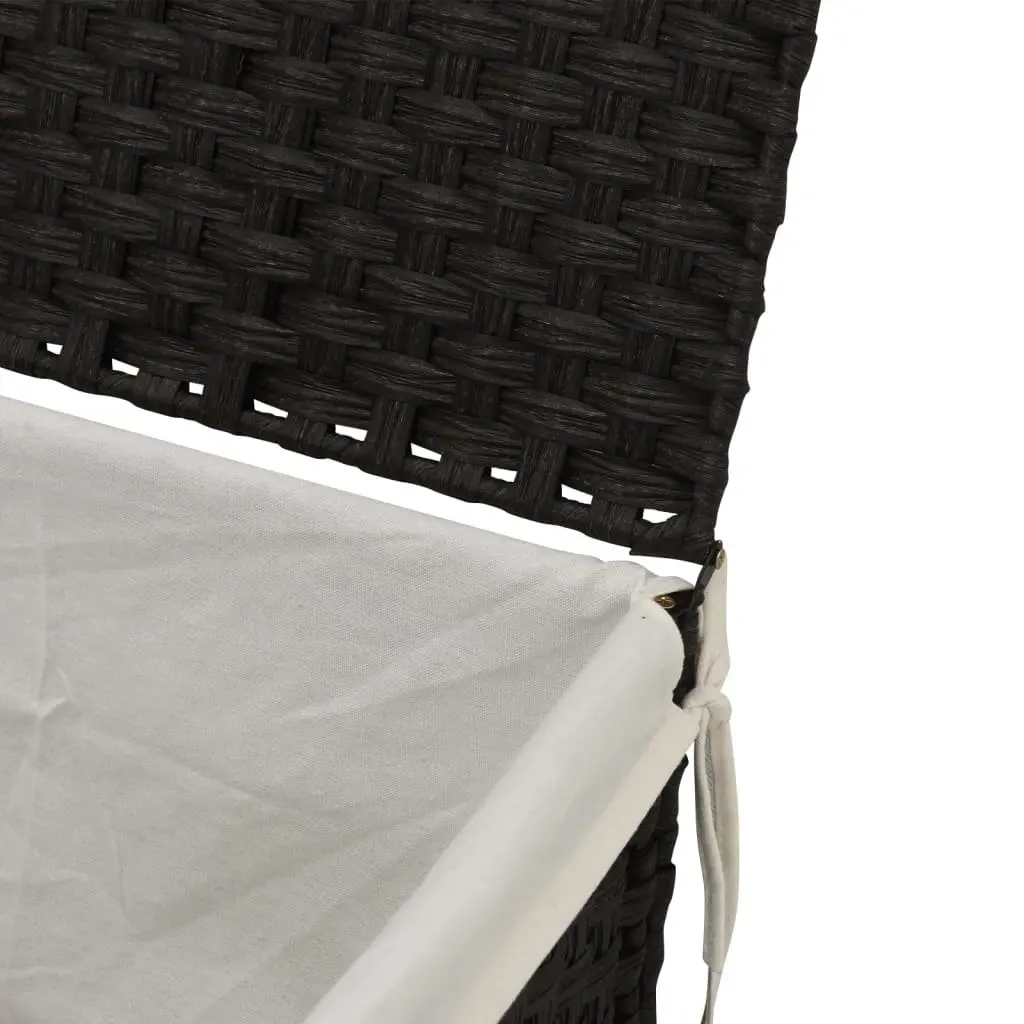 Laundry Basket Black 55.5x35x34cm Foldable with Lid Removable Inner Bag