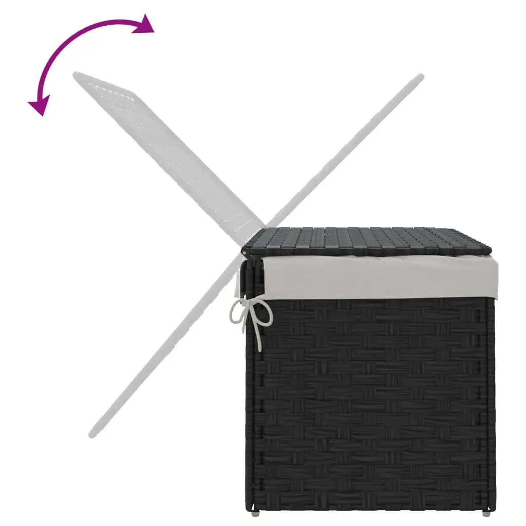 Laundry Basket Black 55.5x35x34cm Foldable with Lid Removable Inner Bag