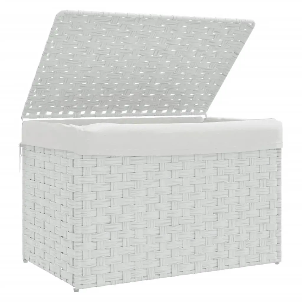 Laundry Basket White 55.5x35x34cm Foldable with Lid Removable Inner Bag