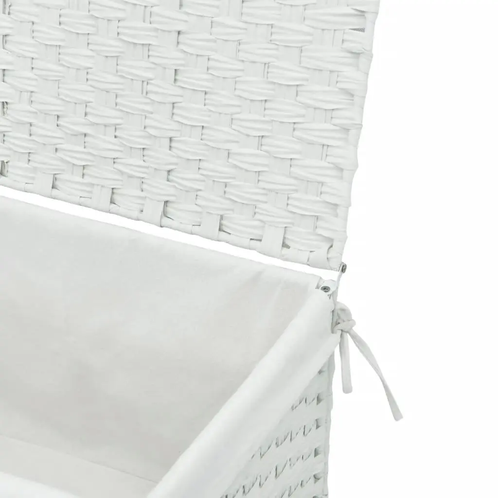 Laundry Basket White 55.5x35x34cm Foldable with Lid Removable Inner Bag