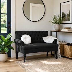Sleek and Durable Black Bench with Backrest
