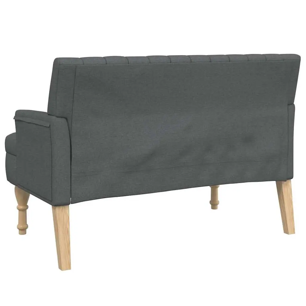Grey Fabric Bench Padded Seat Backrest Armrests for Home Office