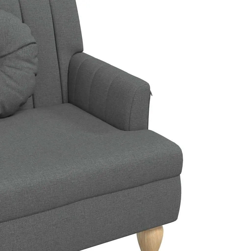 Grey Fabric Bench Padded Seat Backrest Armrests for Home Office