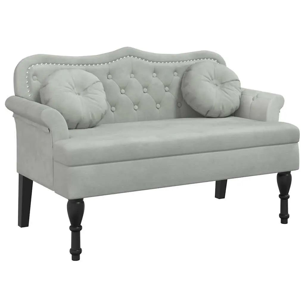 Bench Light Grey Velvet 120.5 x 65 x 75 cm Soft Upholstered Seating with Thick Padding and Antique Styled Legs