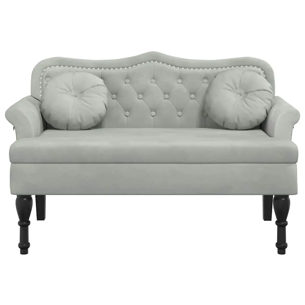 Bench Light Grey Velvet 120.5 x 65 x 75 cm Soft Upholstered Seating with Thick Padding and Antique Styled Legs