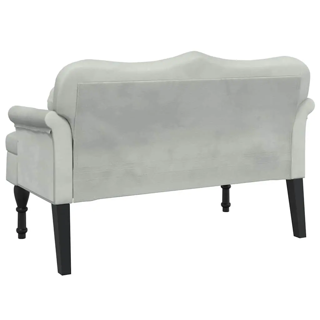 Bench Light Grey Velvet 120.5 x 65 x 75 cm Soft Upholstered Seating with Thick Padding and Antique Styled Legs