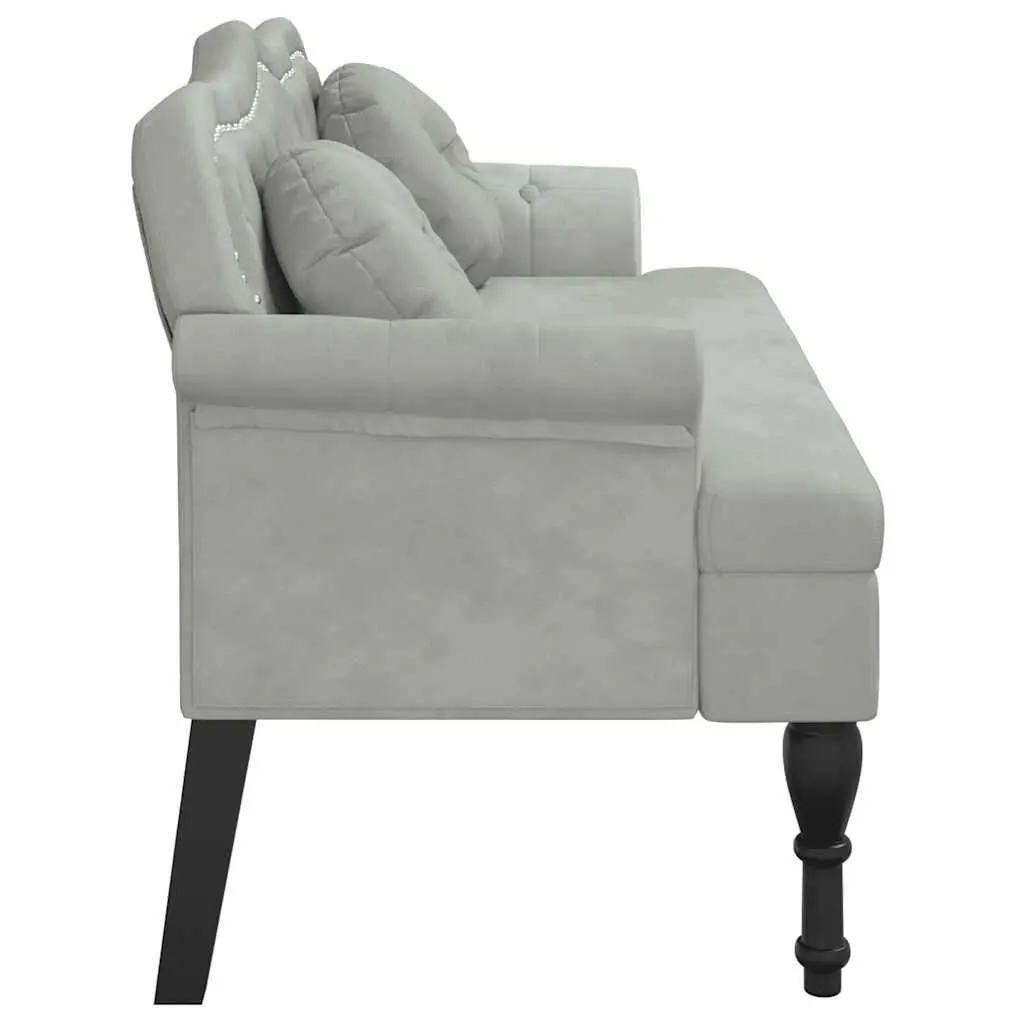 Bench Light Grey Velvet 120.5 x 65 x 75 cm Soft Upholstered Seating with Thick Padding and Antique Styled Legs
