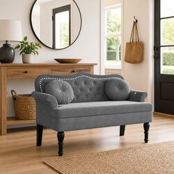Concise Grey Velvet Bench for Stylish Comfort