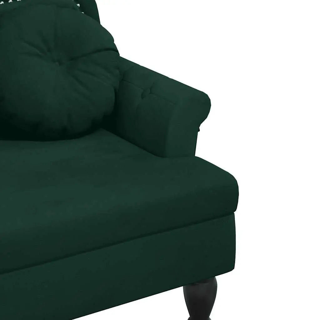 Bench with Cushions Dark Green Velvet Seating Padded Backrest Armrests