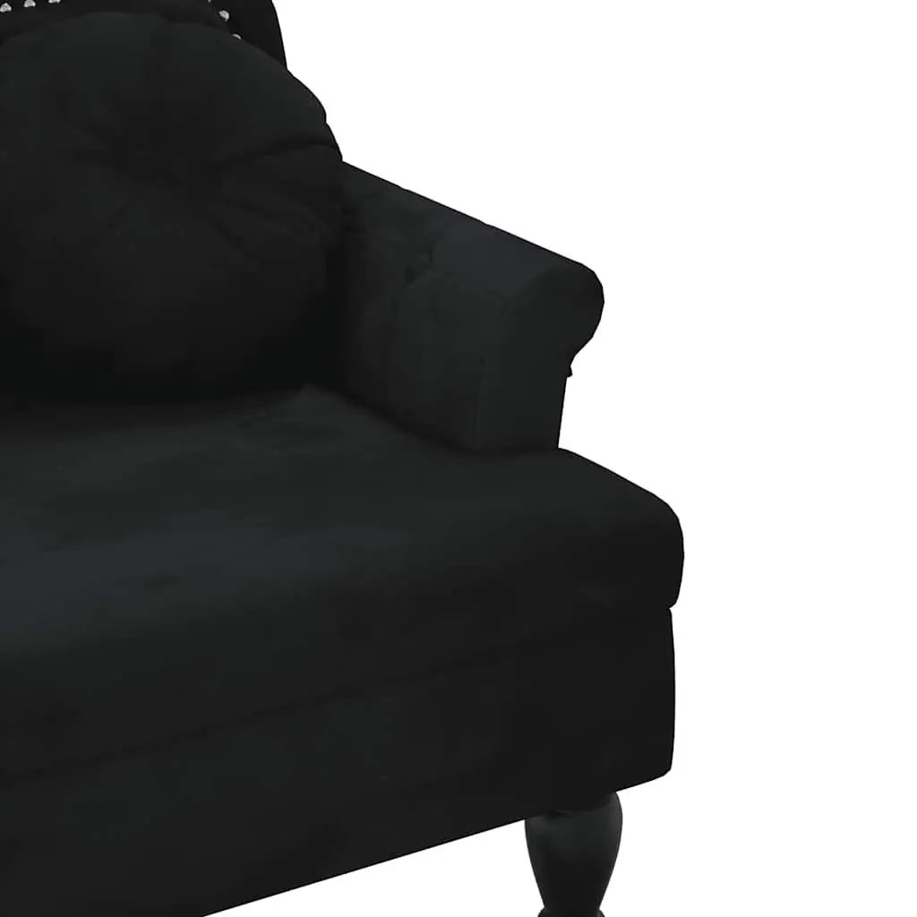 Bench Black Velvet 120.5 x 65 x 75 cm Cushioned Seat Backrest Armrests Button Tufts