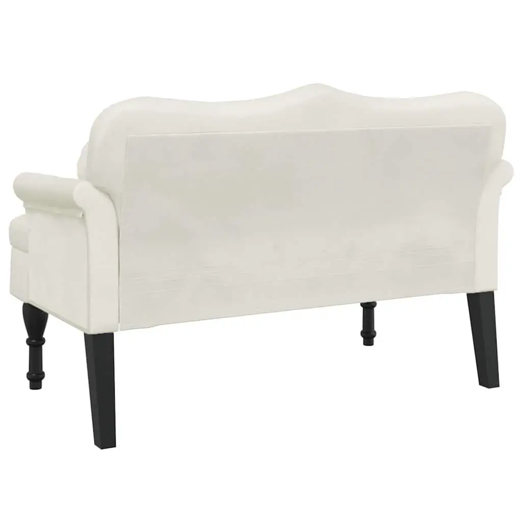Bench with Cushions Cream Velvet Seat Backrest Armrests Elegant Home Furniture