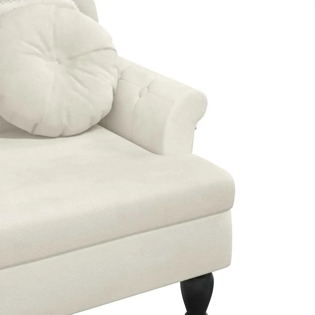 Bench with Cushions Cream Velvet Seat Backrest Armrests Elegant Home Furniture