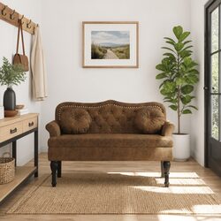 Compact and Comfortable Faux Suede Bench with Cushions