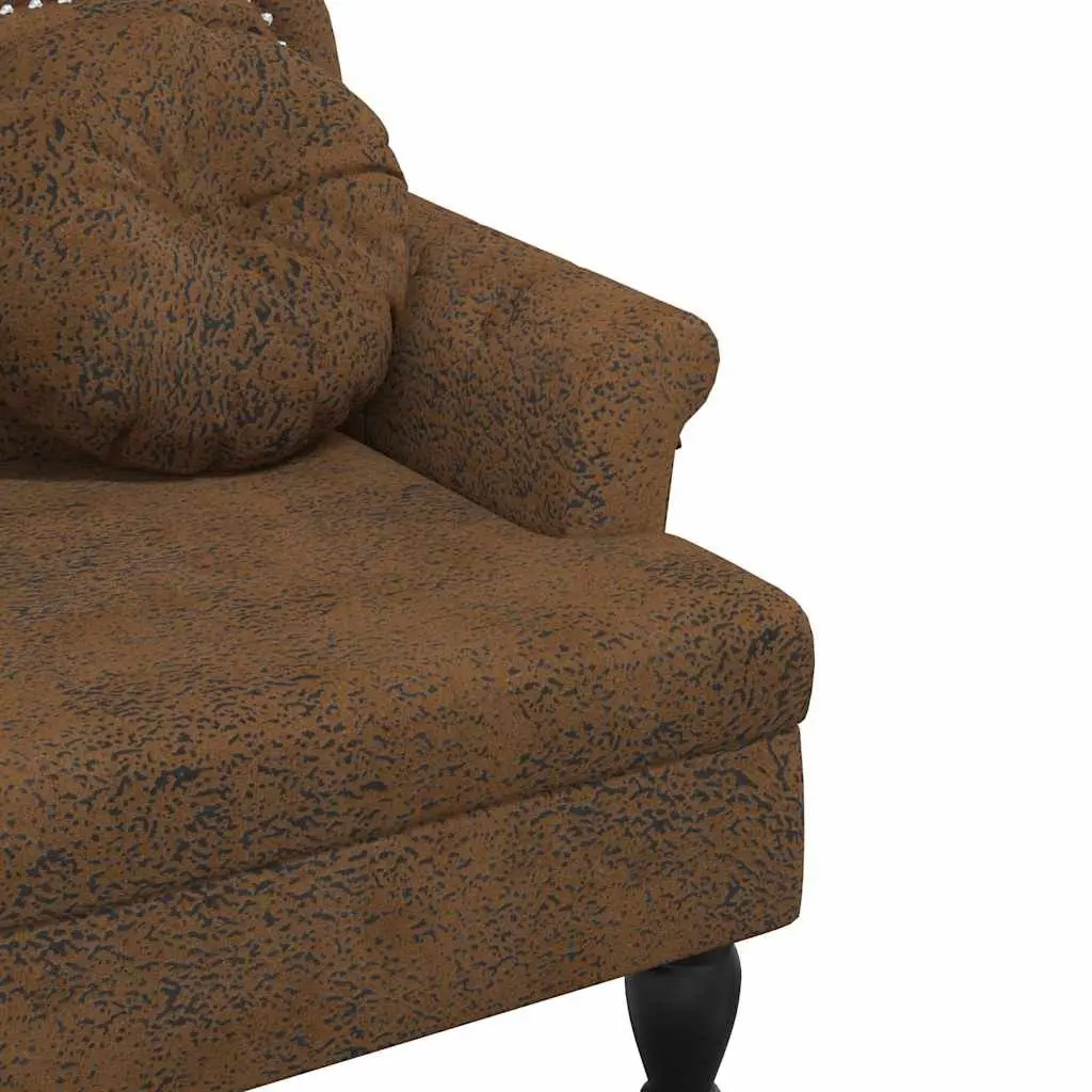 Faux Suede Upholstered Bench Brown with Padded Seat Backrest and Armrests