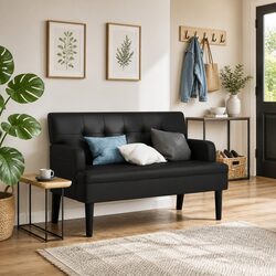Black Faux Leather Bench: Comfort in a Stylish Package