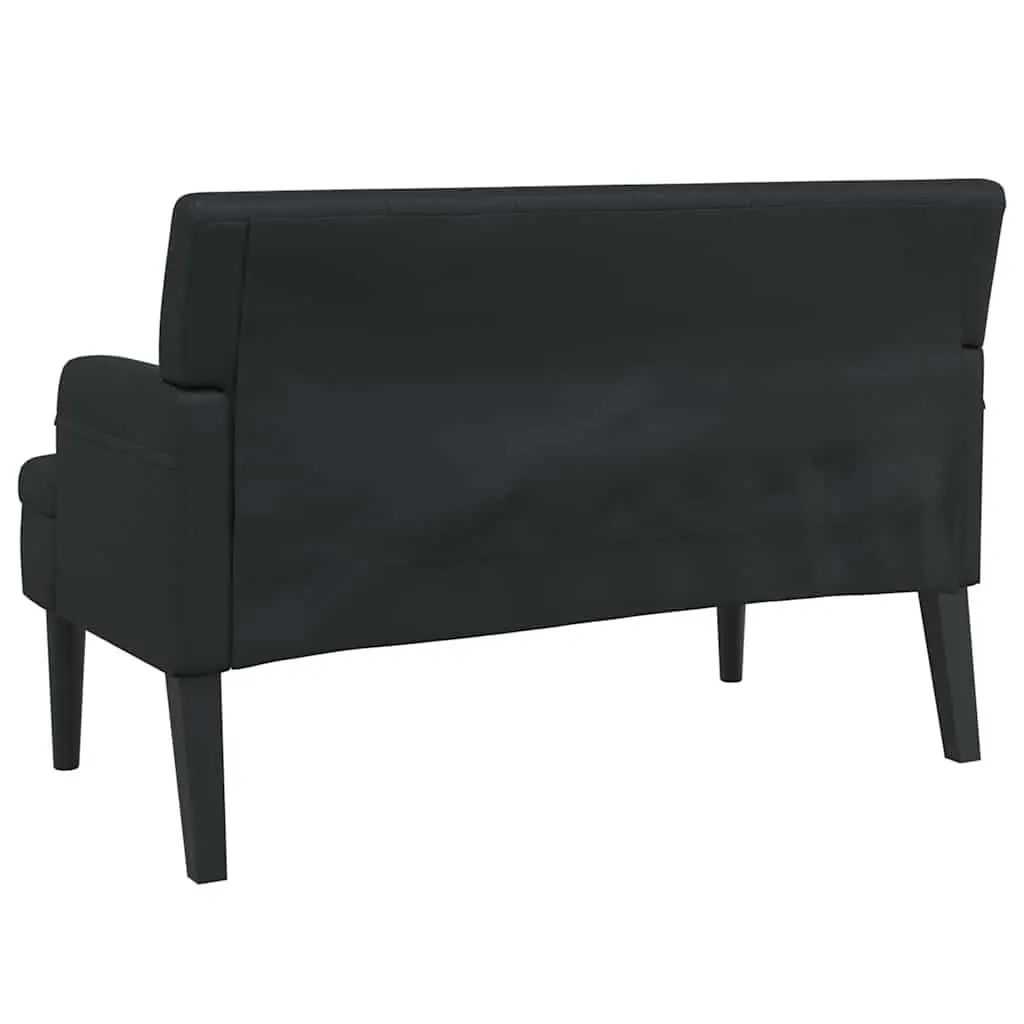 Bench Black Faux Leather Padded Seat Backrest Armrest Home Office