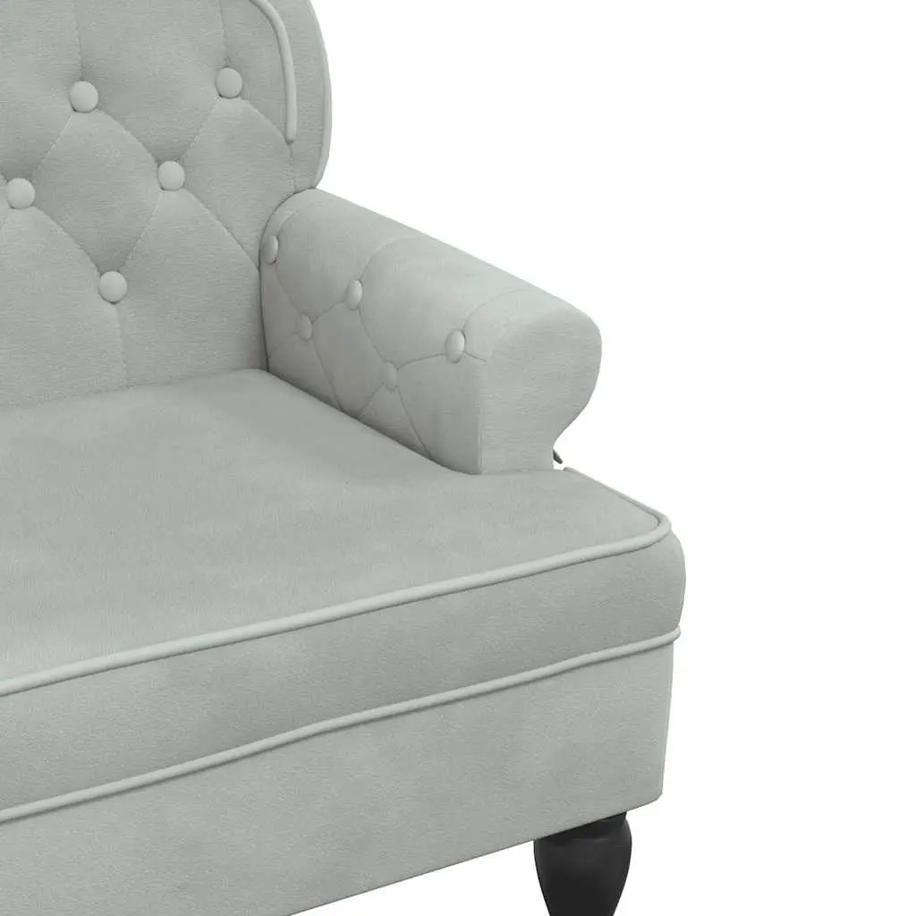 Grey Velvet Bench with Backrest