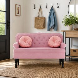 Elegant Pink Velvet Bench: Stylish and Comfortable