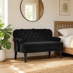 Black Velvet Bench with Plush Seating and Stylish Design