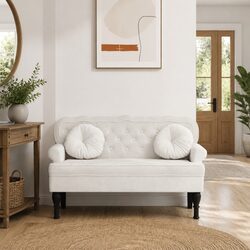 Concise and Elegant Velvet Backrest Bench