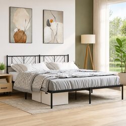 King Metal Bed Frame with Steel Construction