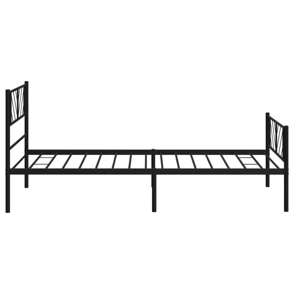Metal Bed Frame Black King Single 107x203 cm Slatted Base with Footboard