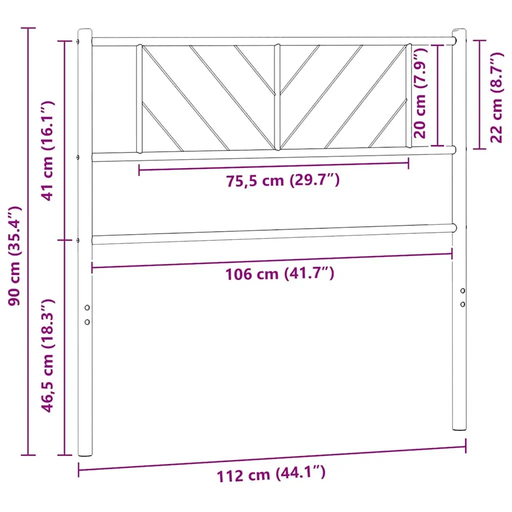 Metal Headboard Black 107cm Bed Frame Header Bedroom Furniture Stylish Design