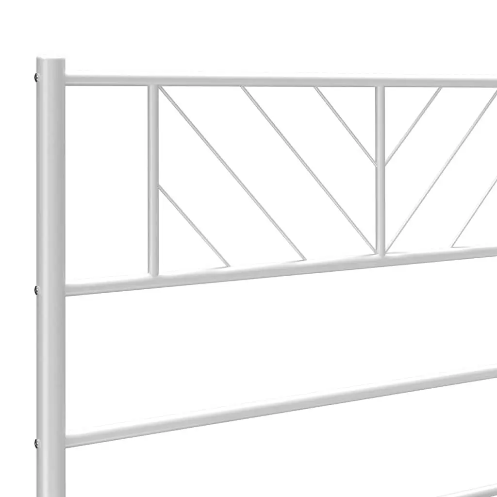 Metal Bed Frame White 150x200 cm Powder-Coated Steel Construction with Headboard and Under-Bed Storage