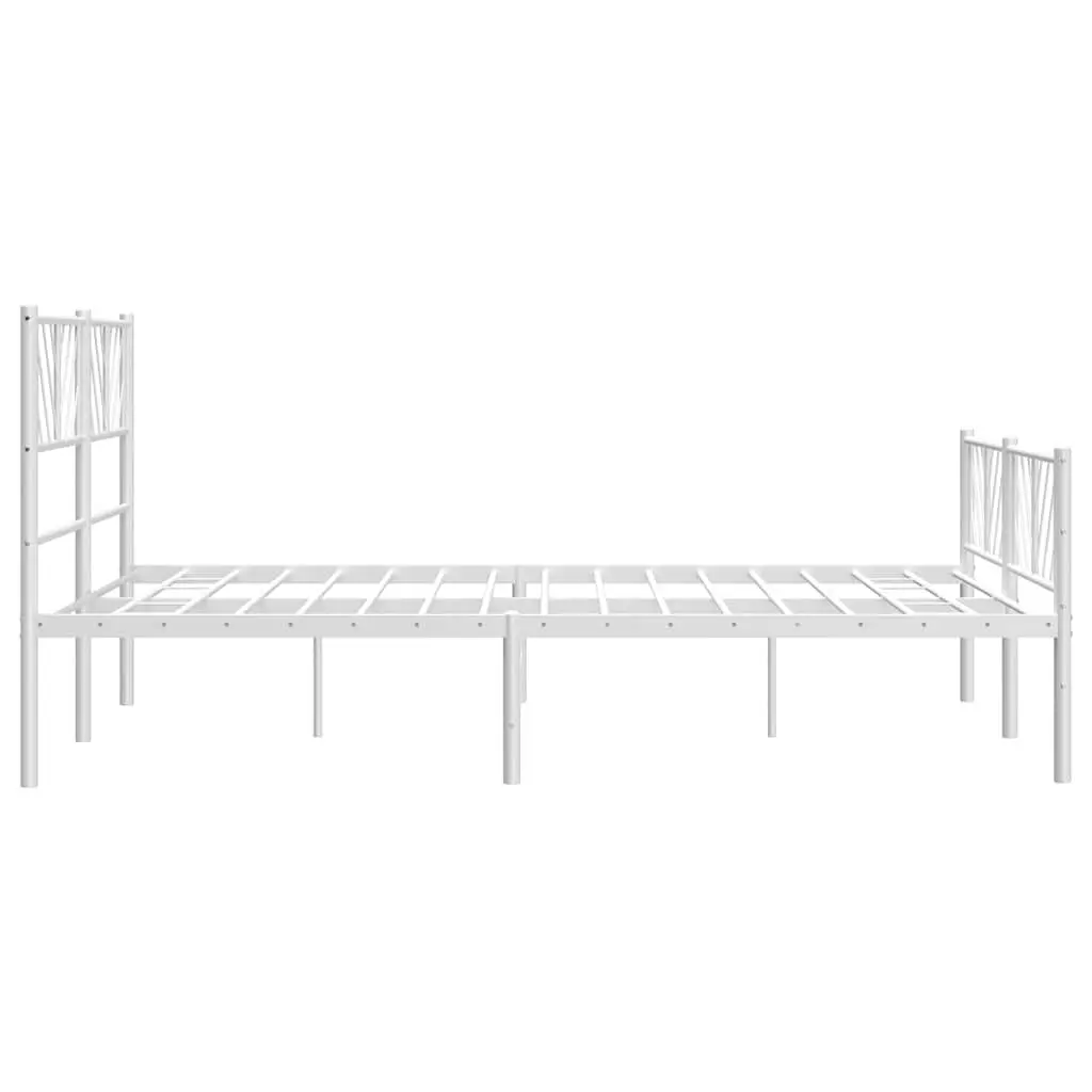 Metal Bed Frame White 150x200 cm Sturdy Construction with Headboard and Footboard