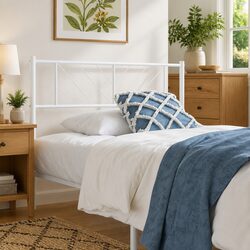 Compact White Metal Headboard 90cm for Your Bedroom