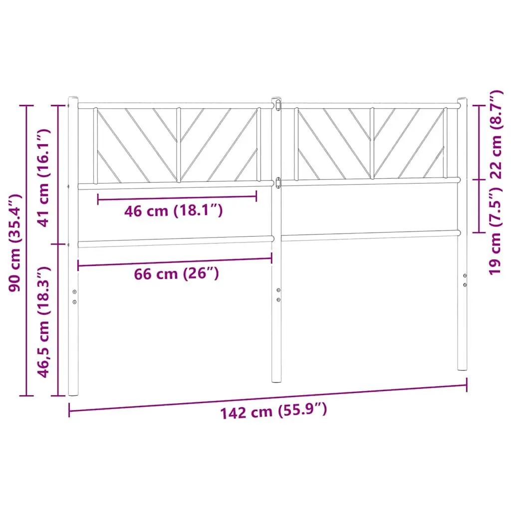 Metal Headboard White 135cm Sturdy Powder-Coated Steel Construction