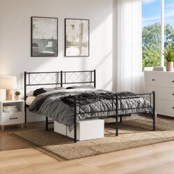 Compact Black Metal Bed Frame 135x190cm for Every Bedroom