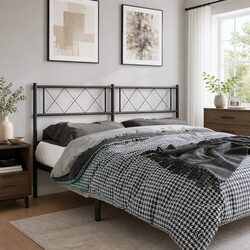 Metal Headboard Black 135cm Bed Frame Header Powder Coated Steel Bedroom