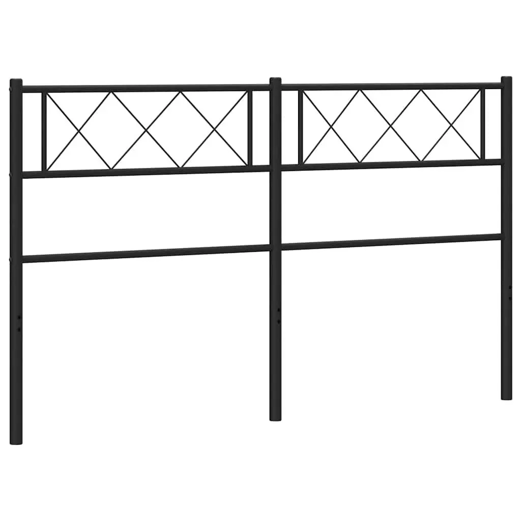 Metal Headboard Black 135cm Powder Coated Steel Sturdy Back Support