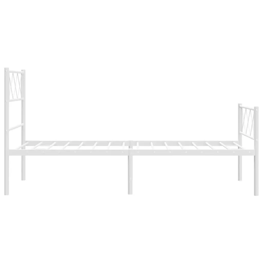 Metal Bed Frame White King Single 107x203 cm Slatted Base with Footboard