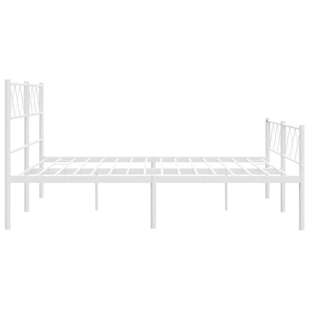 Metal Bed Frame White 150x200 cm with Footboard Headboard Support Slats