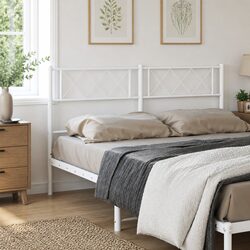 135 cm White Metal Headboard with Sturdy Support