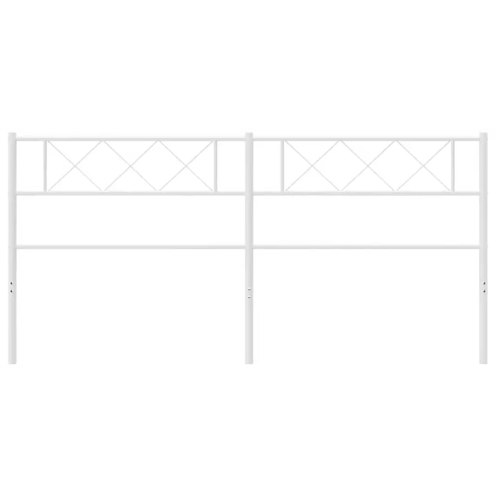 Metal Headboard White 180cm Powder-Coated Steel Frame Support