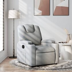 Recliner Chair Manual Reclining Grey Fabric Armchair with Cup Holders Side